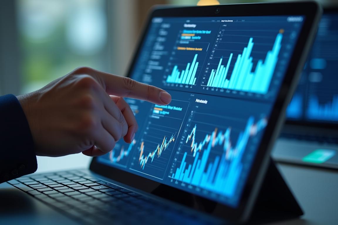 Market analyst looking at data visualisations